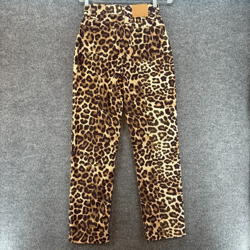 Aligne Jeans Womens 26 Brown Leopard Print High Rise Straight Y2K Festival Party - Picture 3 of 11